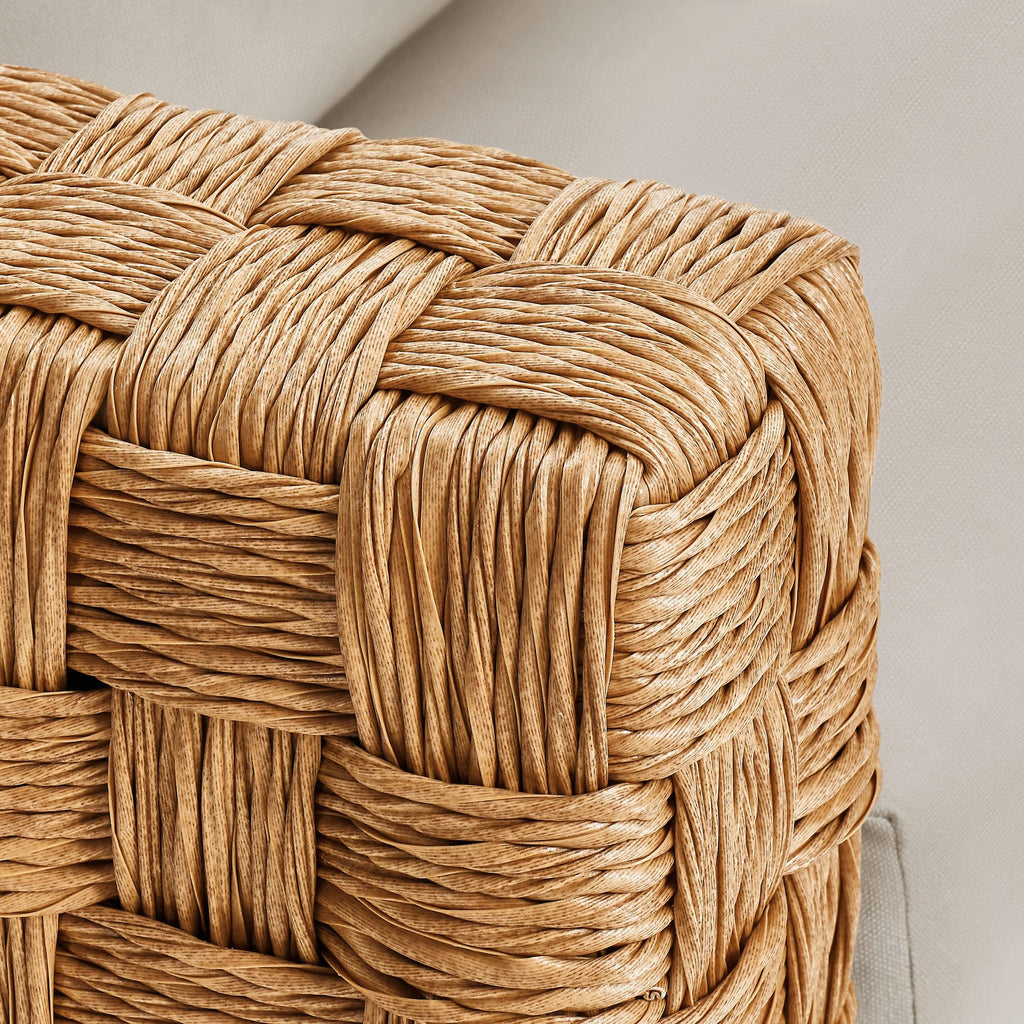 Natural Light Gray Wicker Rattan Outdoor Loveseat with Cushions M458808