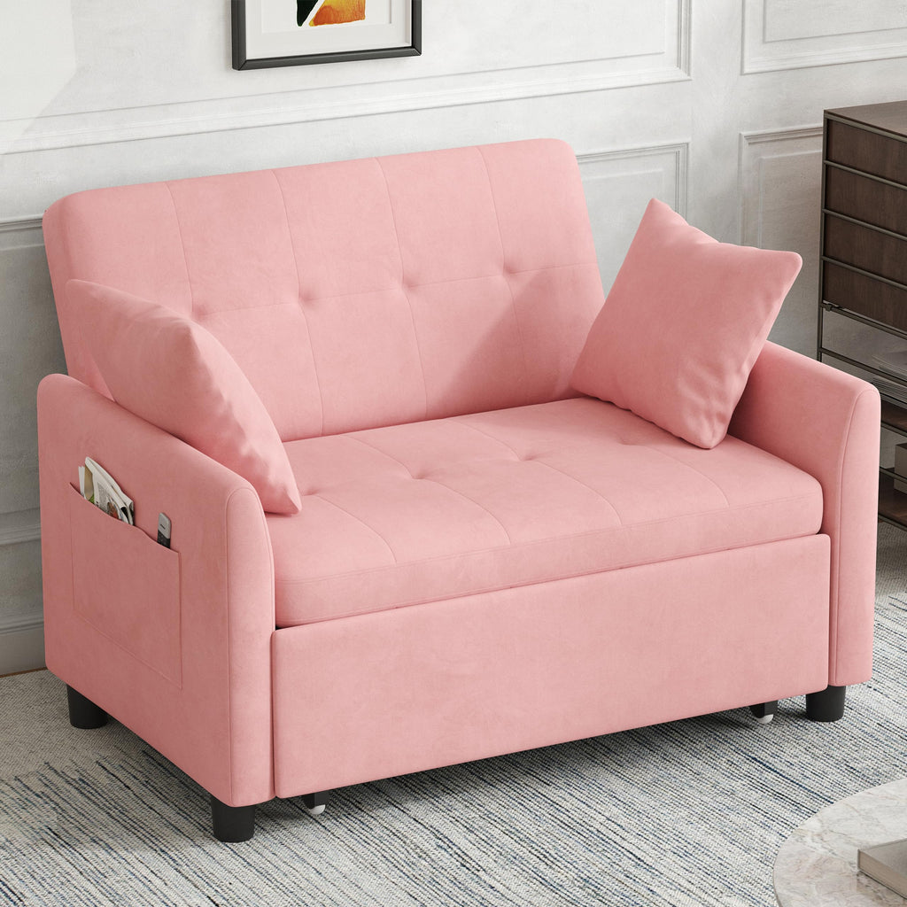 Pink Convertible Sleeper Sofa Bed H11655