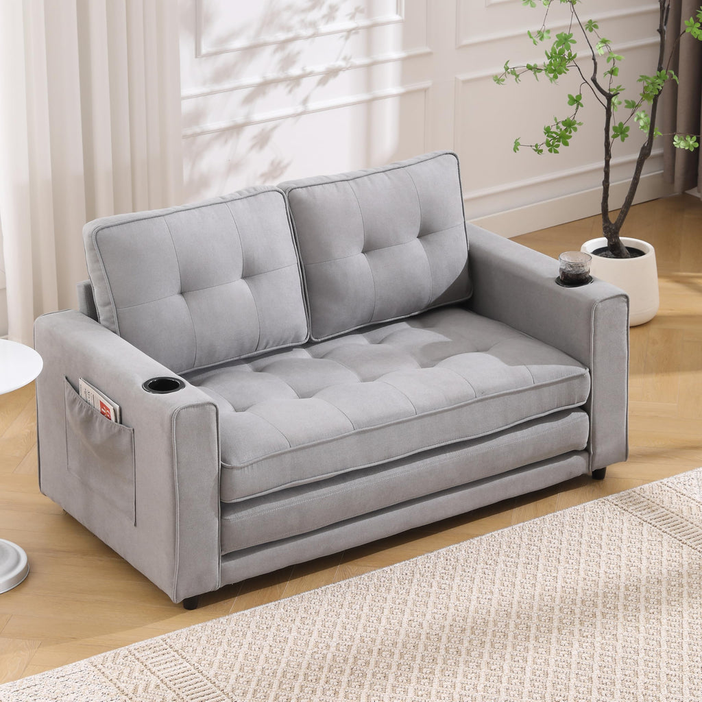 Light Gray Convertible Futon Sofa Bed C8110