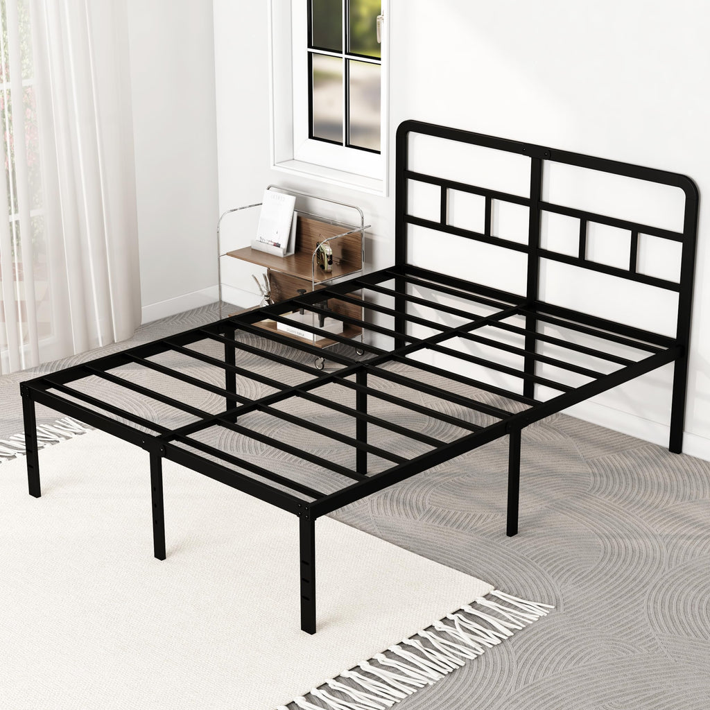 18 Inch Metal Queen Bed Frame with Headboard H6292