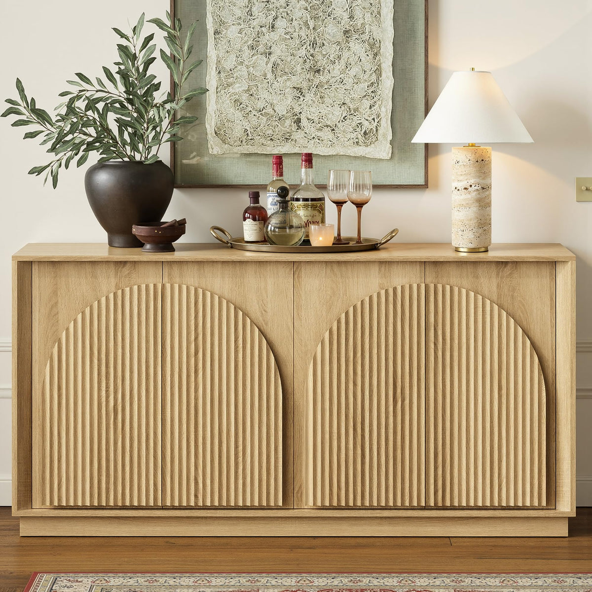 65" Oak Sideboard Buffet Cabinet with Storage R9645