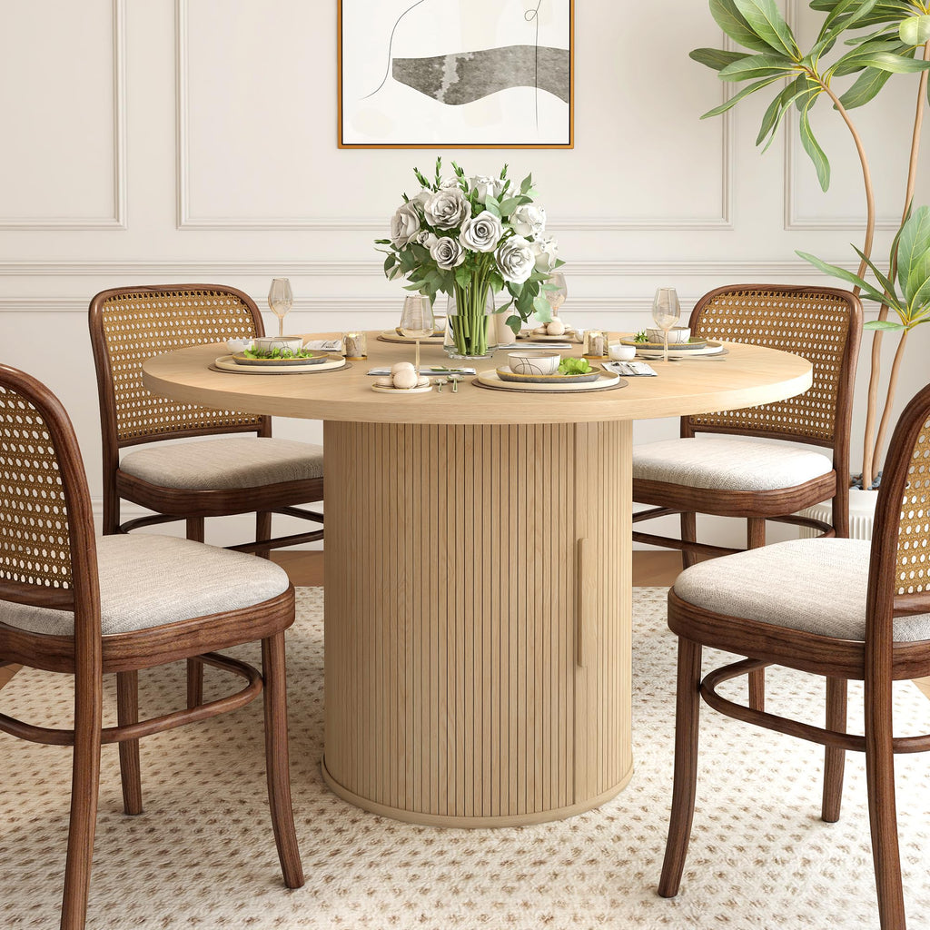 47 inch Round Dining Table for 4 with 2-Layer Storage Shelf G5815