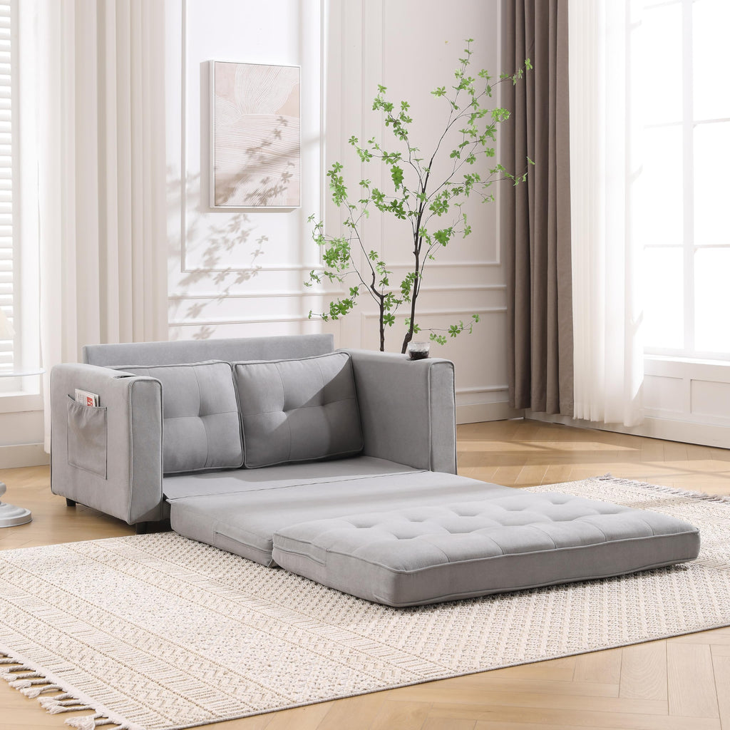 Light Gray Convertible Futon Sofa Bed C8110