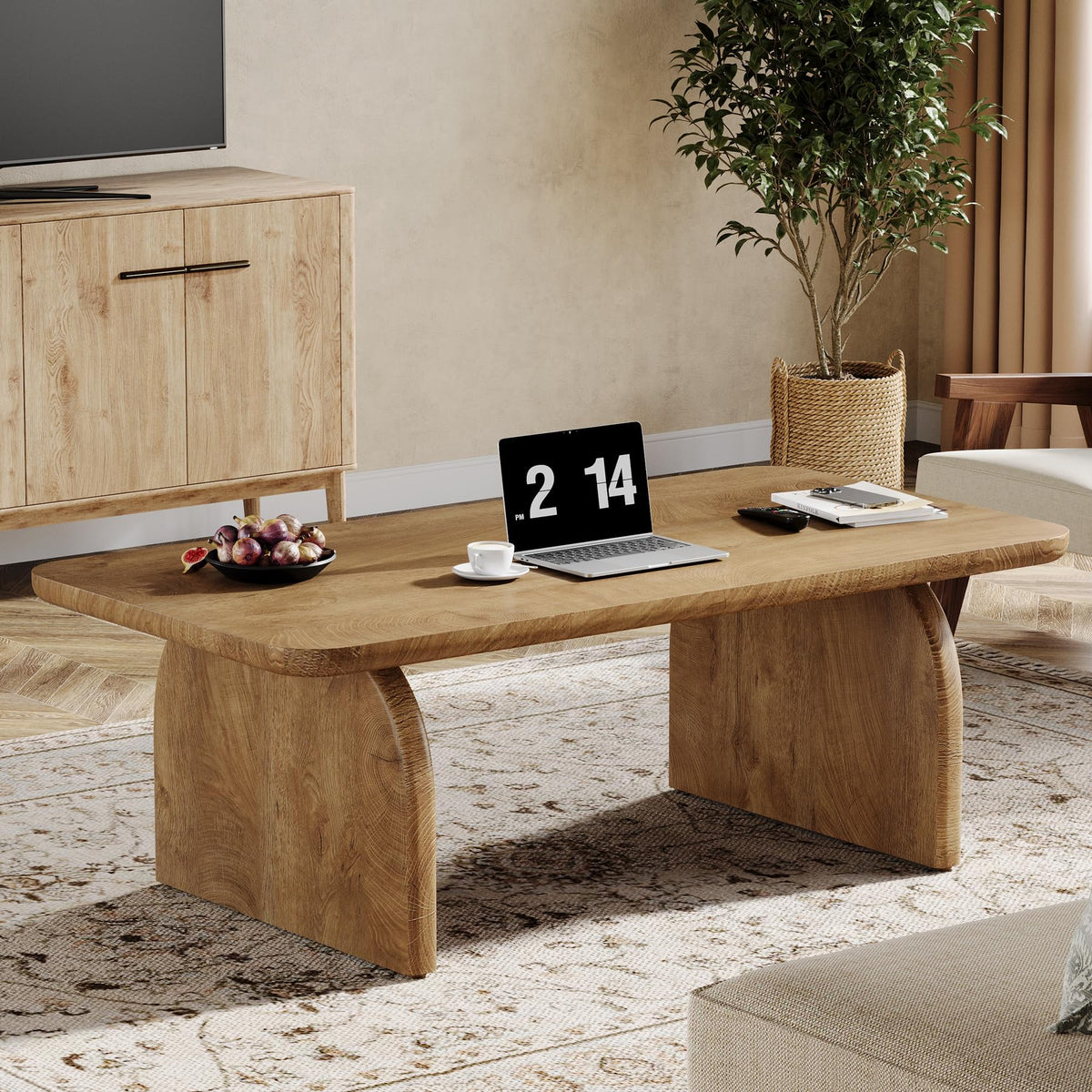47-Inch Natural Brown Wood Coffee Table C816